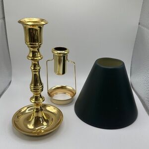 Hampton Brass 7” Candlestick, Candle Chaser & Shade (Inv2)